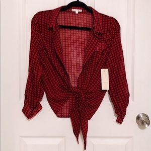 SOLD NWT Checkered Tie Front Top